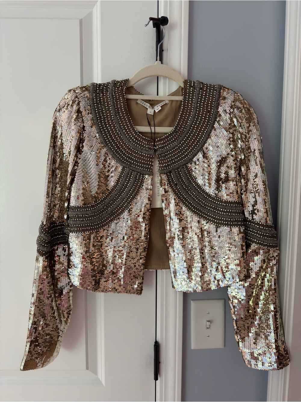 NWT/NBW Veronica Beard Gold Sequin Cropped Embellished Jacket